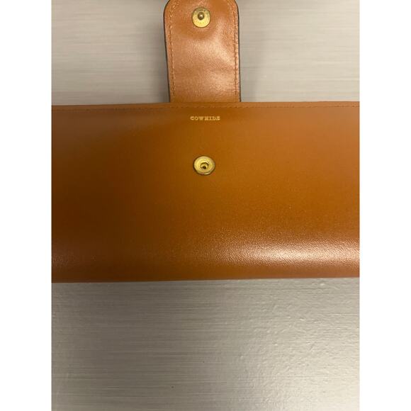 Vtg Classic Brown Cowhide Wallet Snap Bi-Fold Credit Cards Checkbook Photos NOS - Picture 4 of 10